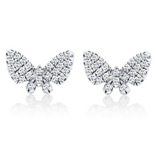 Load image into Gallery viewer, Micro Mini Diamond Butterfly Stud Earrings - White