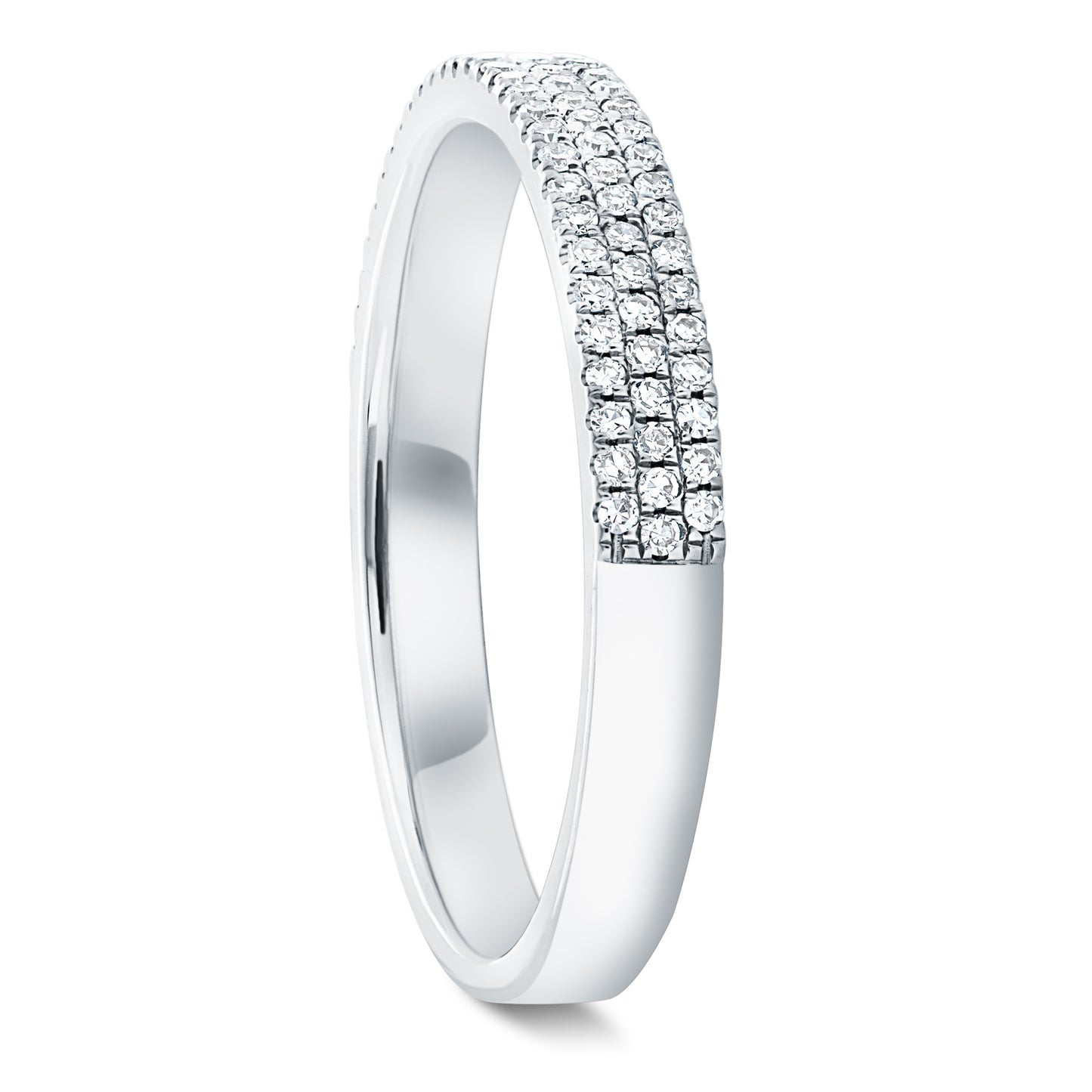 Three Row Half Way Diamond Band - White