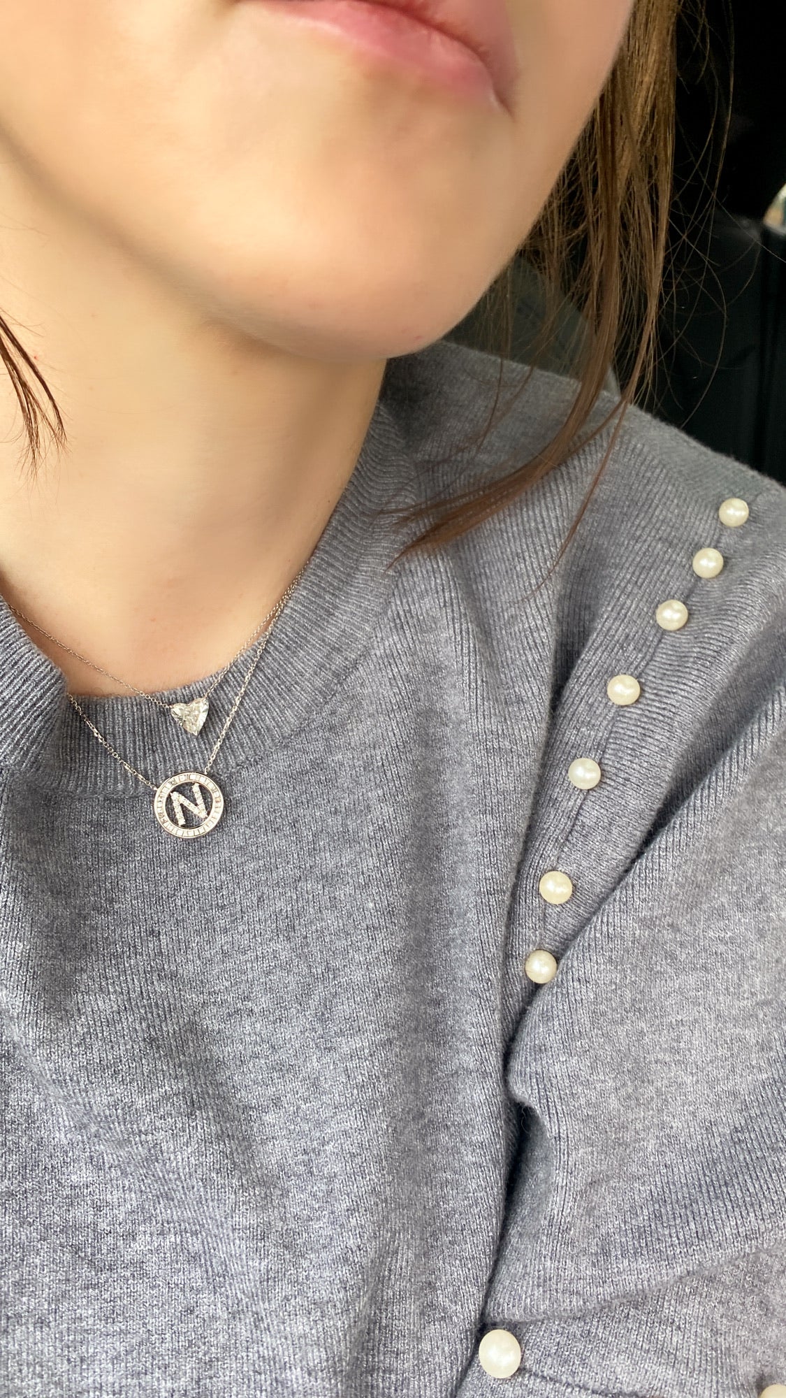Round Shape Diamond Initial Pendant 3