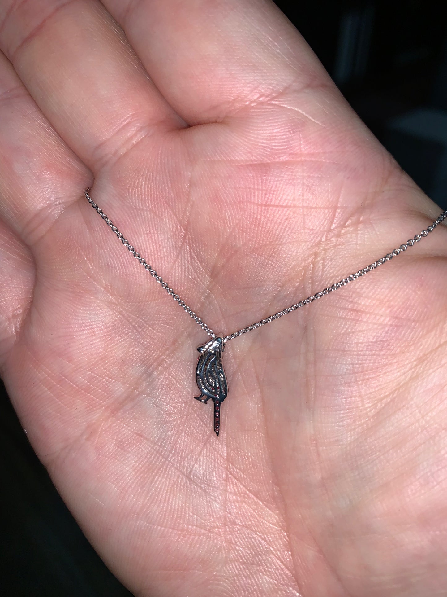 Petite Ruby and Diamond Cardinal Pendant - White