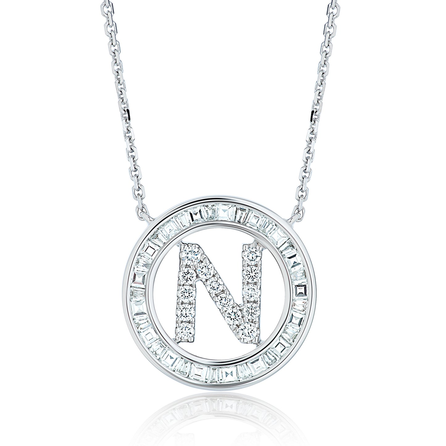 Round Shape Diamond Initial Pendant