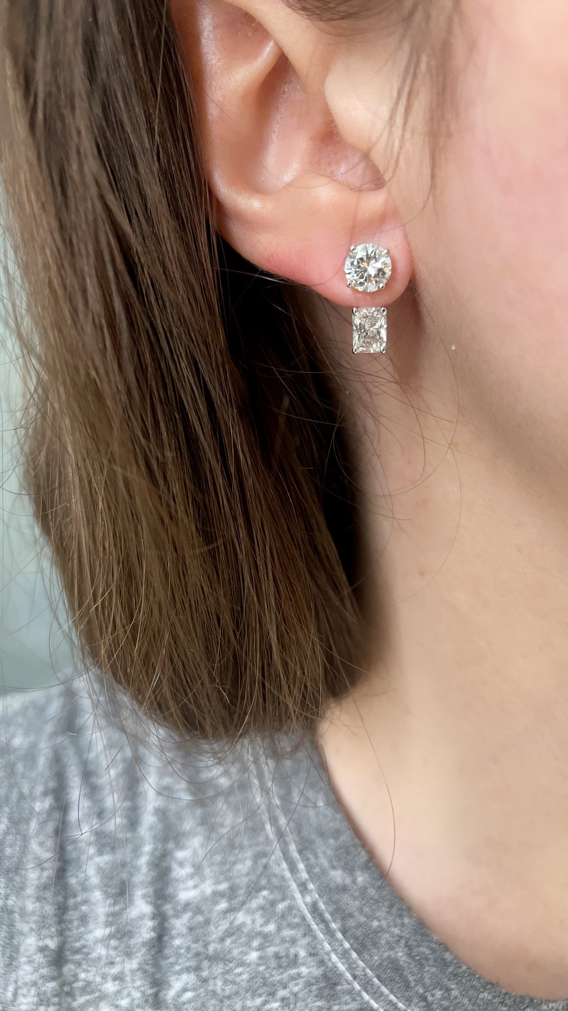 Round and Radiant Cut Diamond Ear Jacket 2