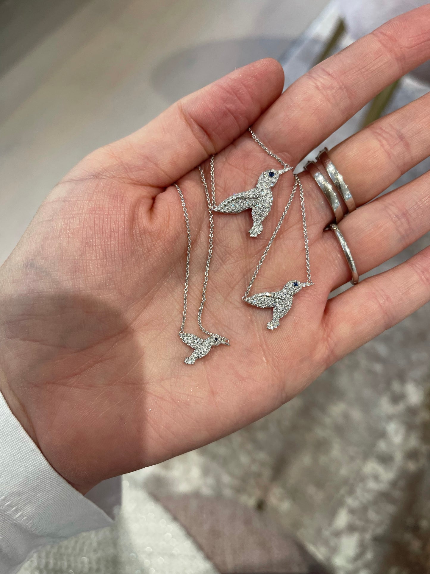 Large Diamond Hummingbird Pendant 5
