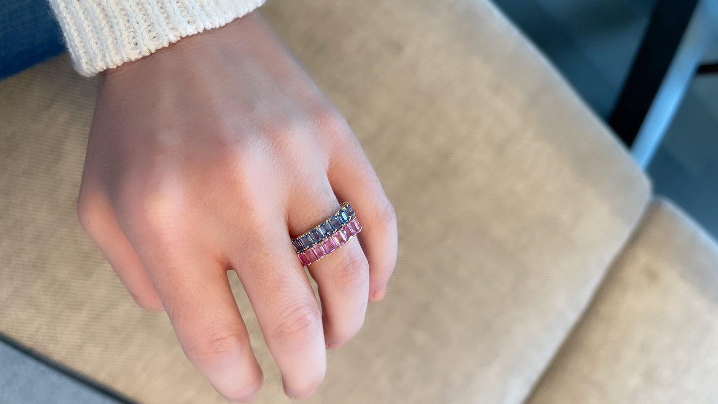 Blue Sapphire Emerald Cut Nikki Band 4
