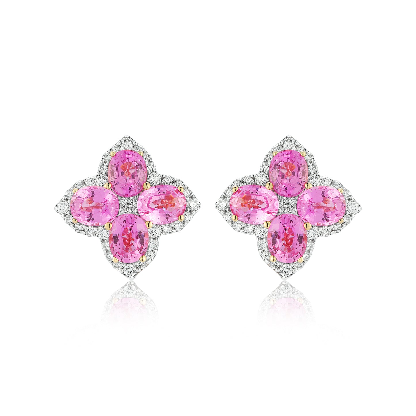 Pink Sapphire Petal Diamond Earrings