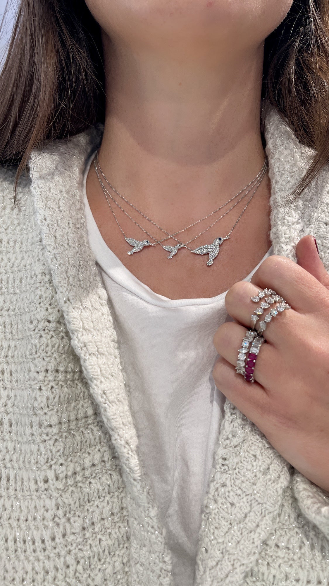 Large Diamond Hummingbird Pendant 4