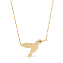 Load image into Gallery viewer, Large Gold and Sapphire Hummingbird Pendant