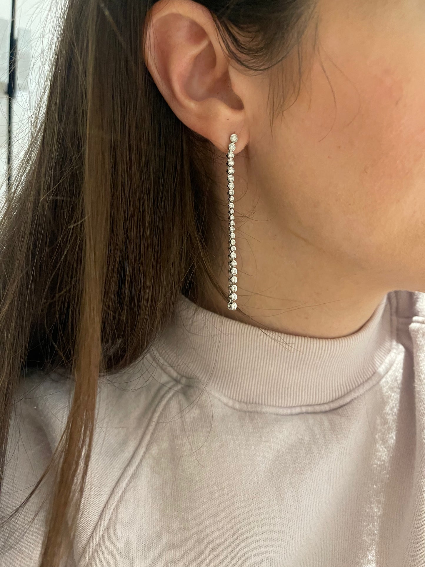 Graduating Diamond Bezel Set Ear Dusters - Four