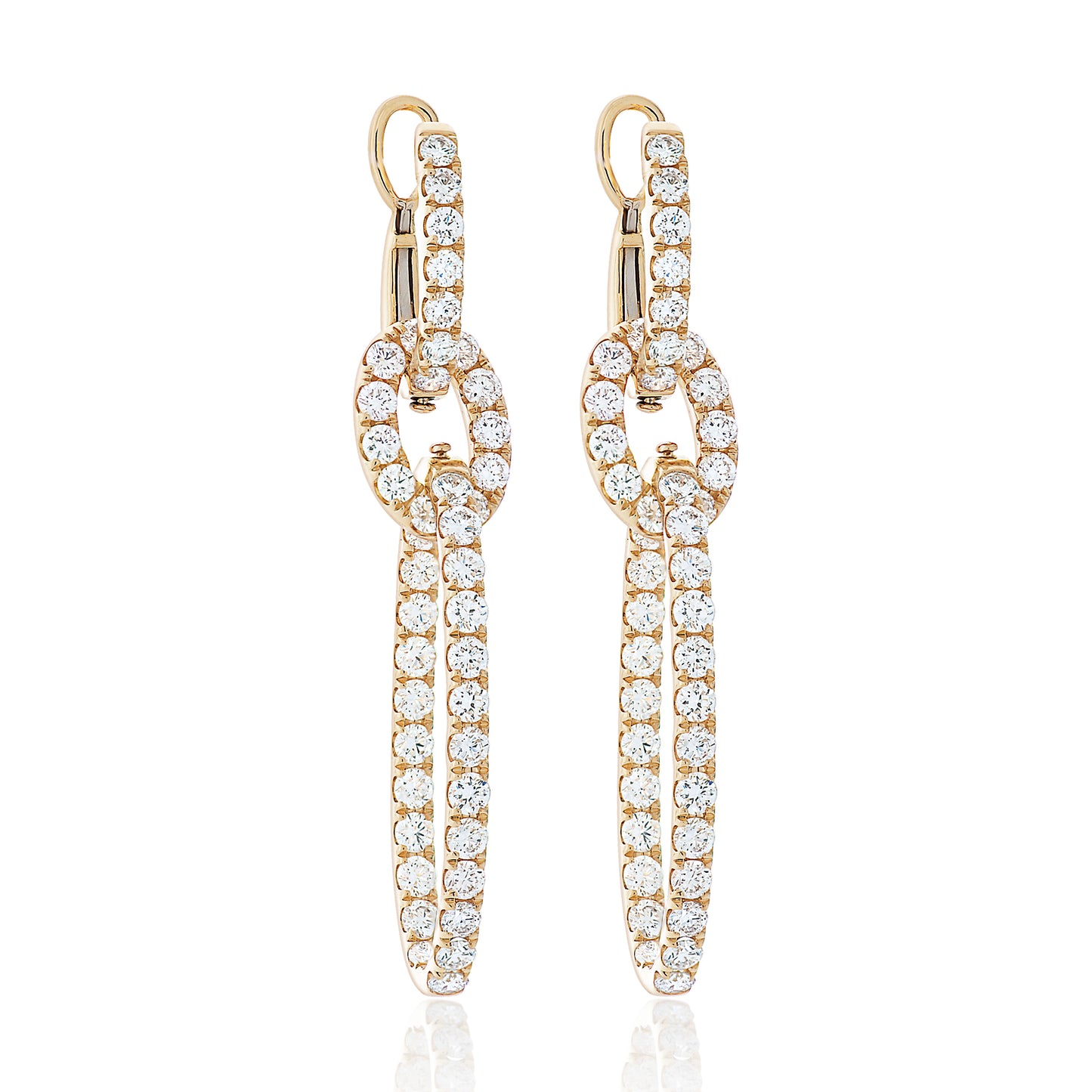Triple Diamond Link Earrings