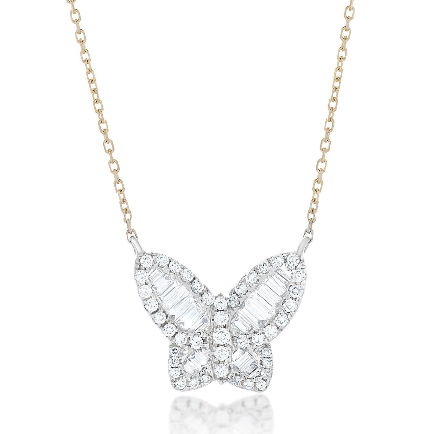 Large Two Tone Diamond Butterfly Pendant