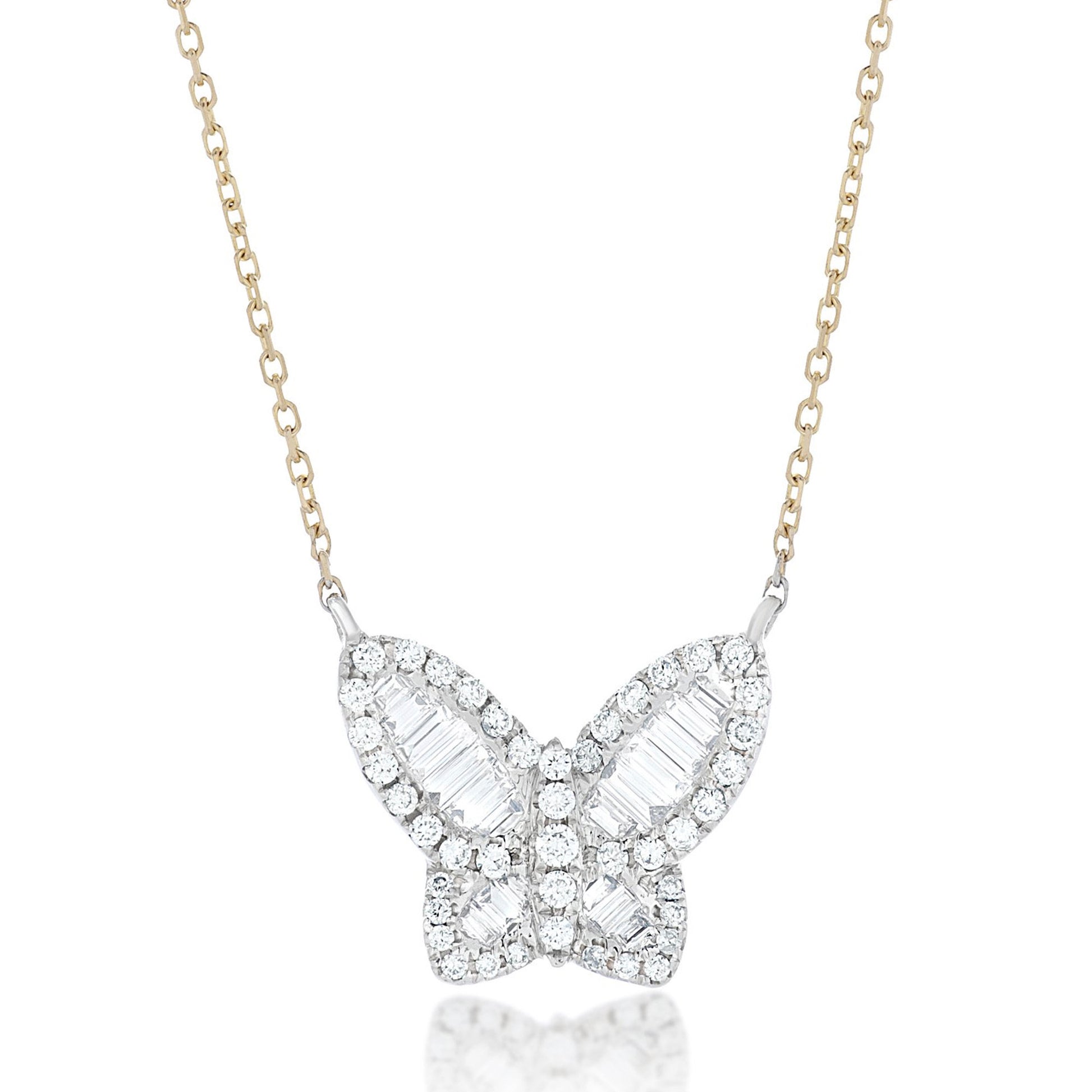 Large Two Tone Diamond Butterfly Pendant