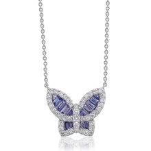 Load image into Gallery viewer, Large Ice Blue Sapphire and Diamond Butterfly Pendant