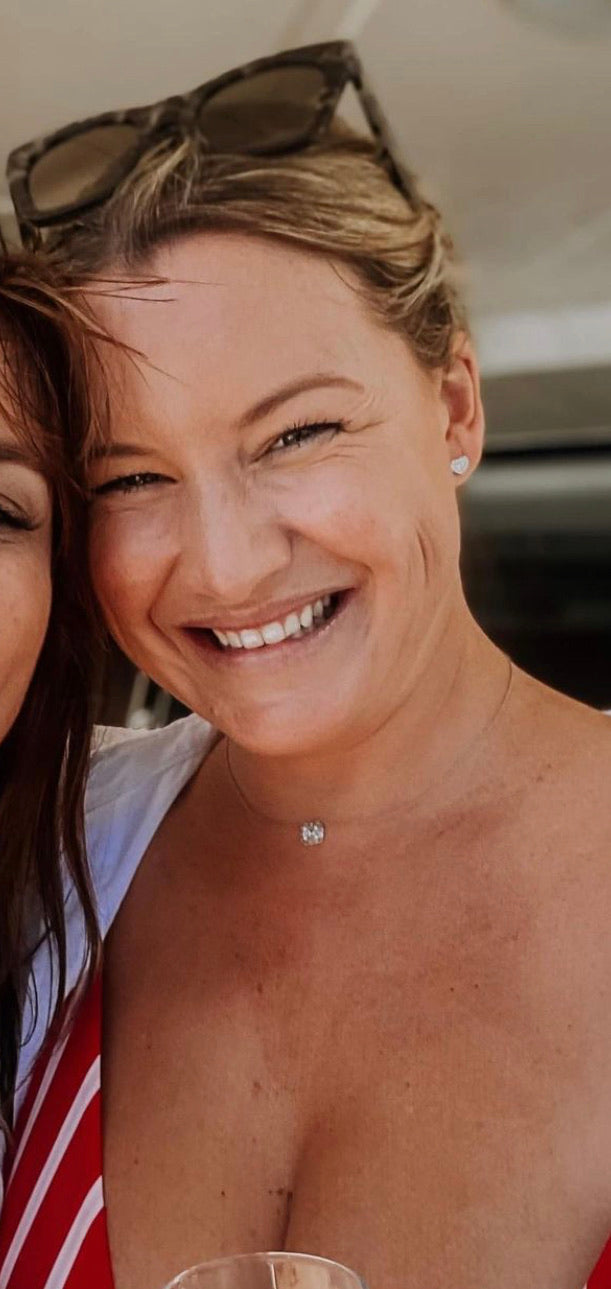 Petite Round and Baguette Diamond Heart Studs 4