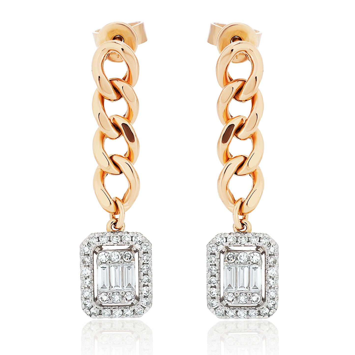Chain Link Illusion Diamond Earrings