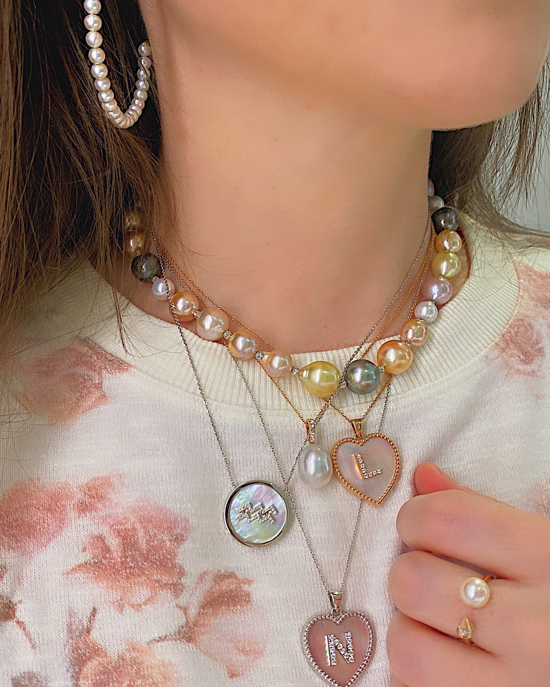 Multi Color Natural Pearl Necklace - Two