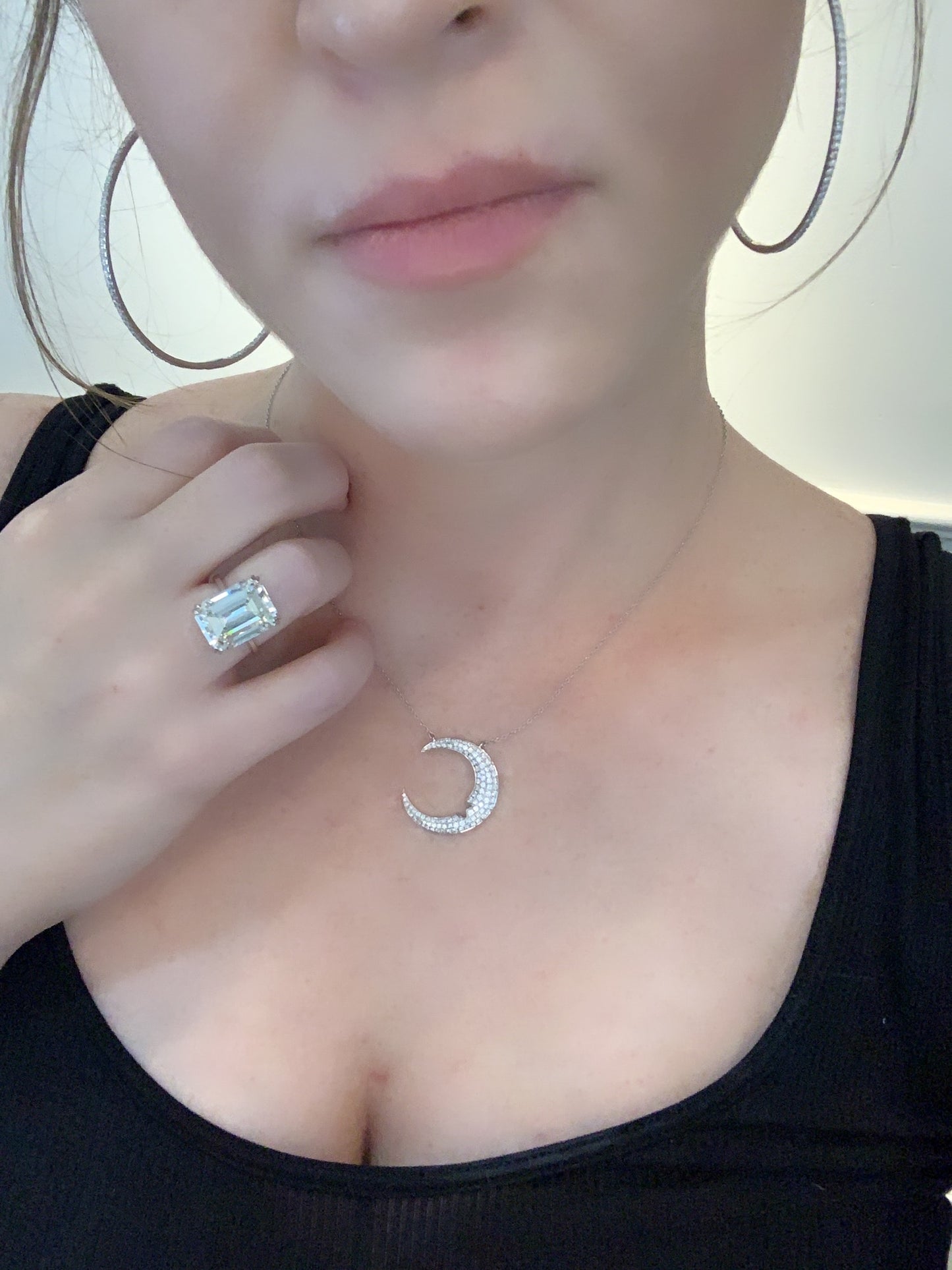 Diamond Crescent Moon Necklace 5