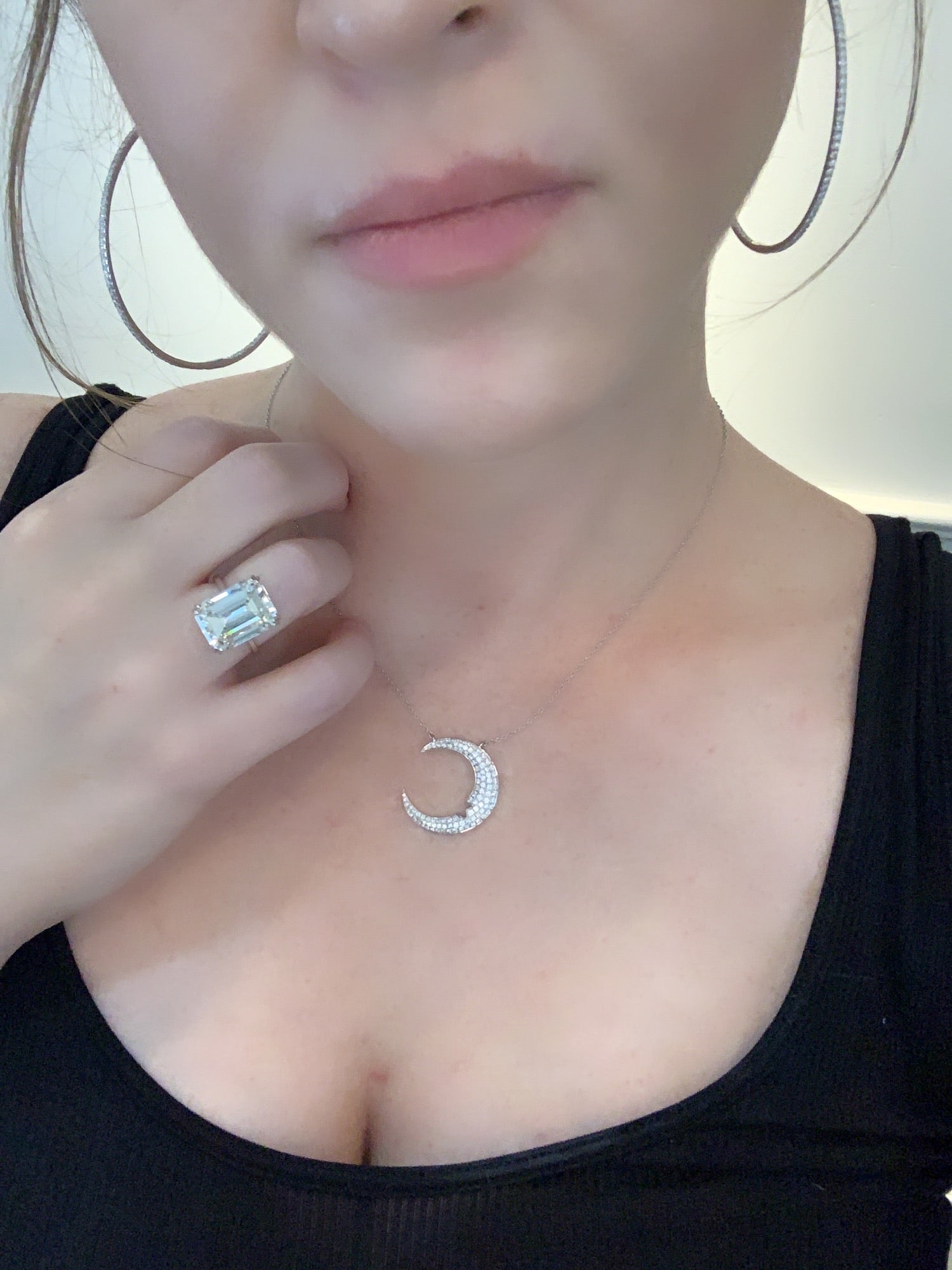 Diamond Crescent Moon Necklace 5