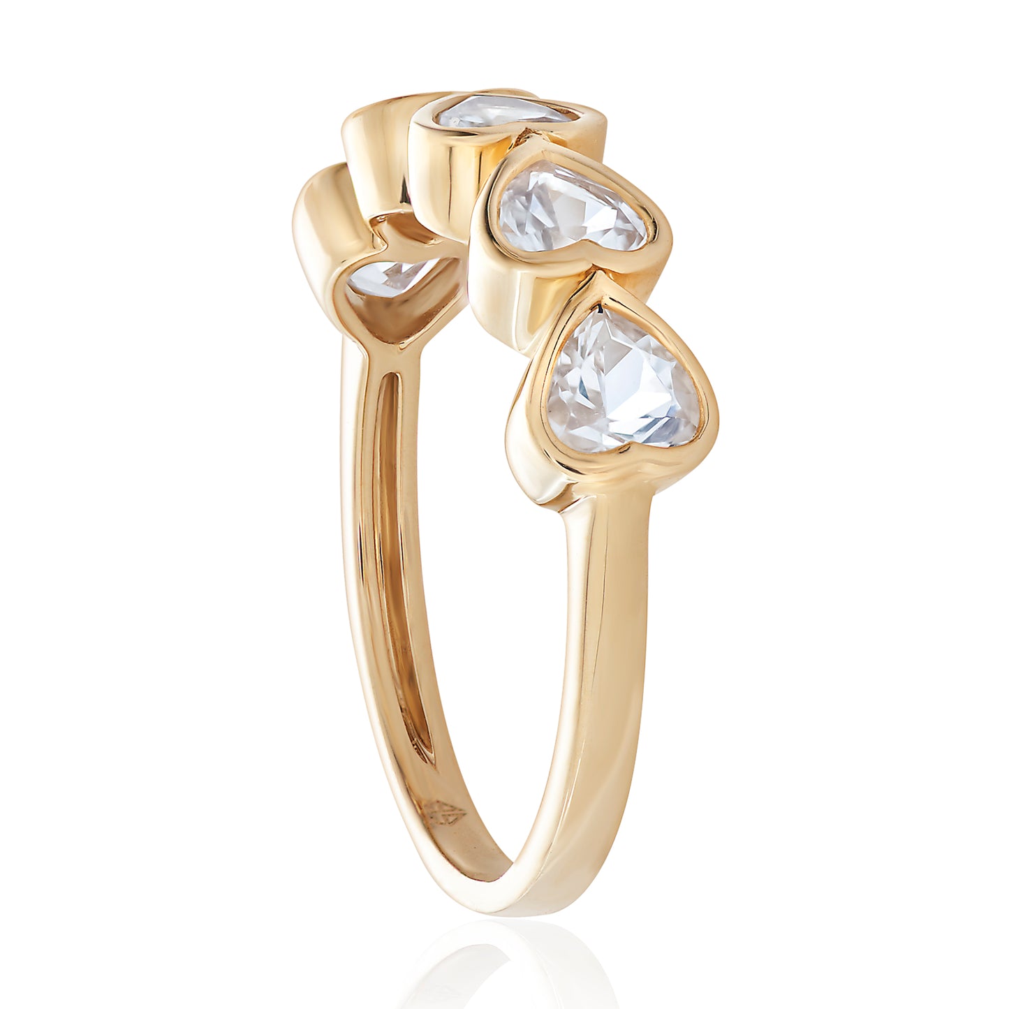 White Topaz Bezel Set Heart Shape Band 2