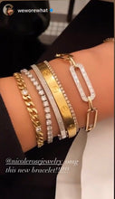 Load image into Gallery viewer, Wide Link Round and Baguette Diamond Bracelet 5