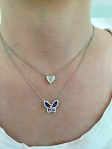 Large Ombre Sapphire and Diamond Butterfly Pendant 4