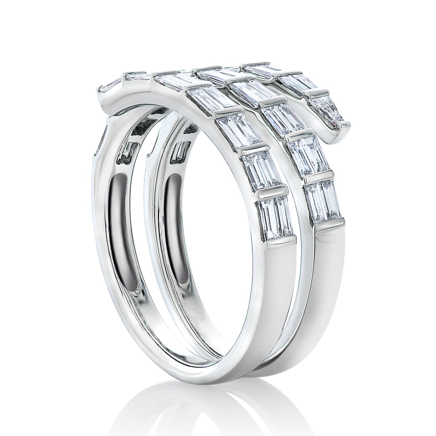 Three Row Diamond Baguette Coil Ring 3