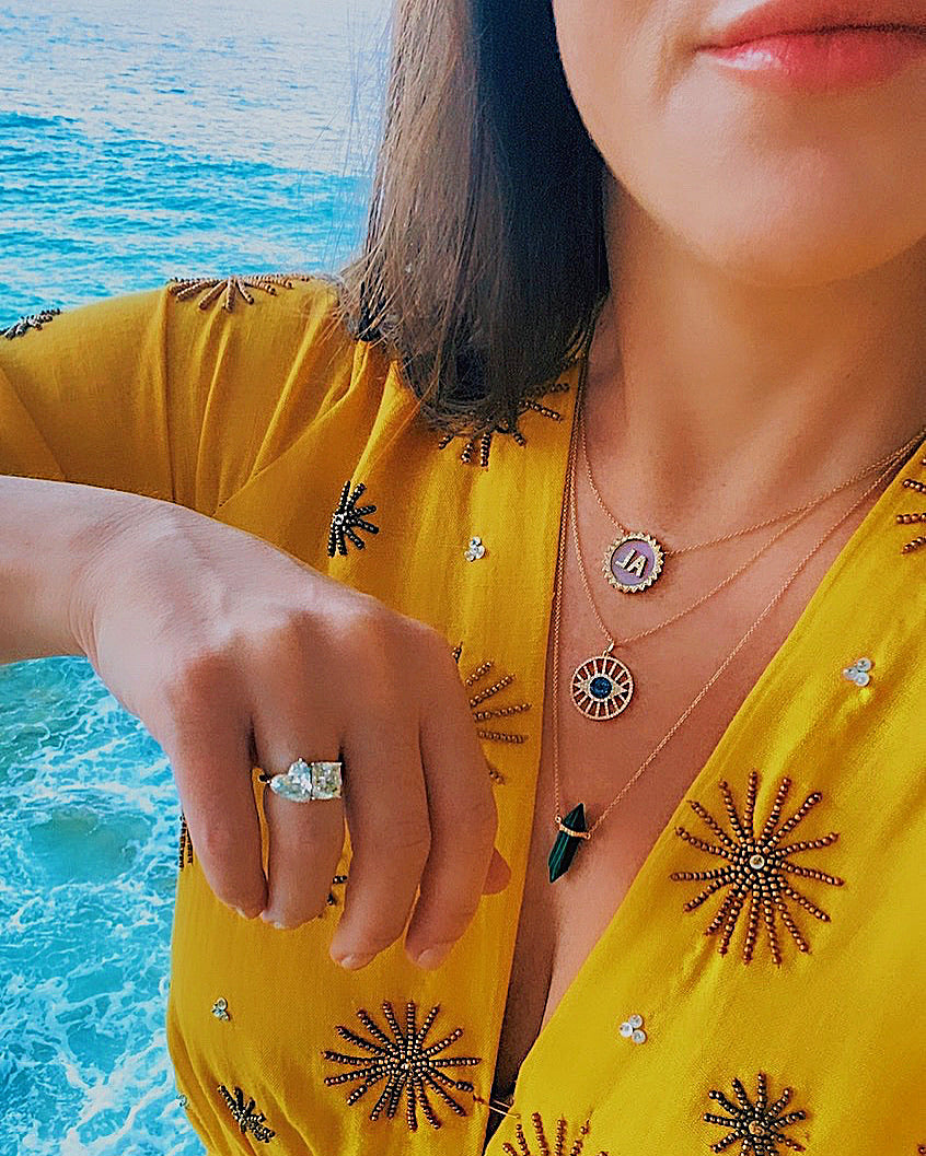 Medium Mother Of Pearl All Diamond Sun Pendant