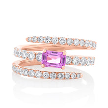 Load image into Gallery viewer, Diamond and Pink Sapphire Coil Ring