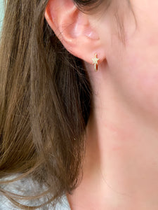Petite Diamond Star Hoop Earrings 2