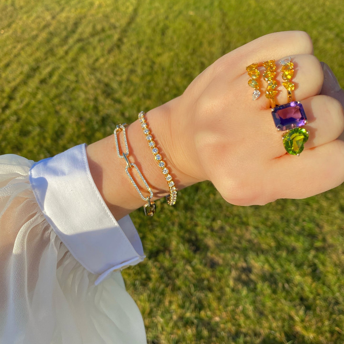 Amethyst and Peridot Toi Et Moi Ring