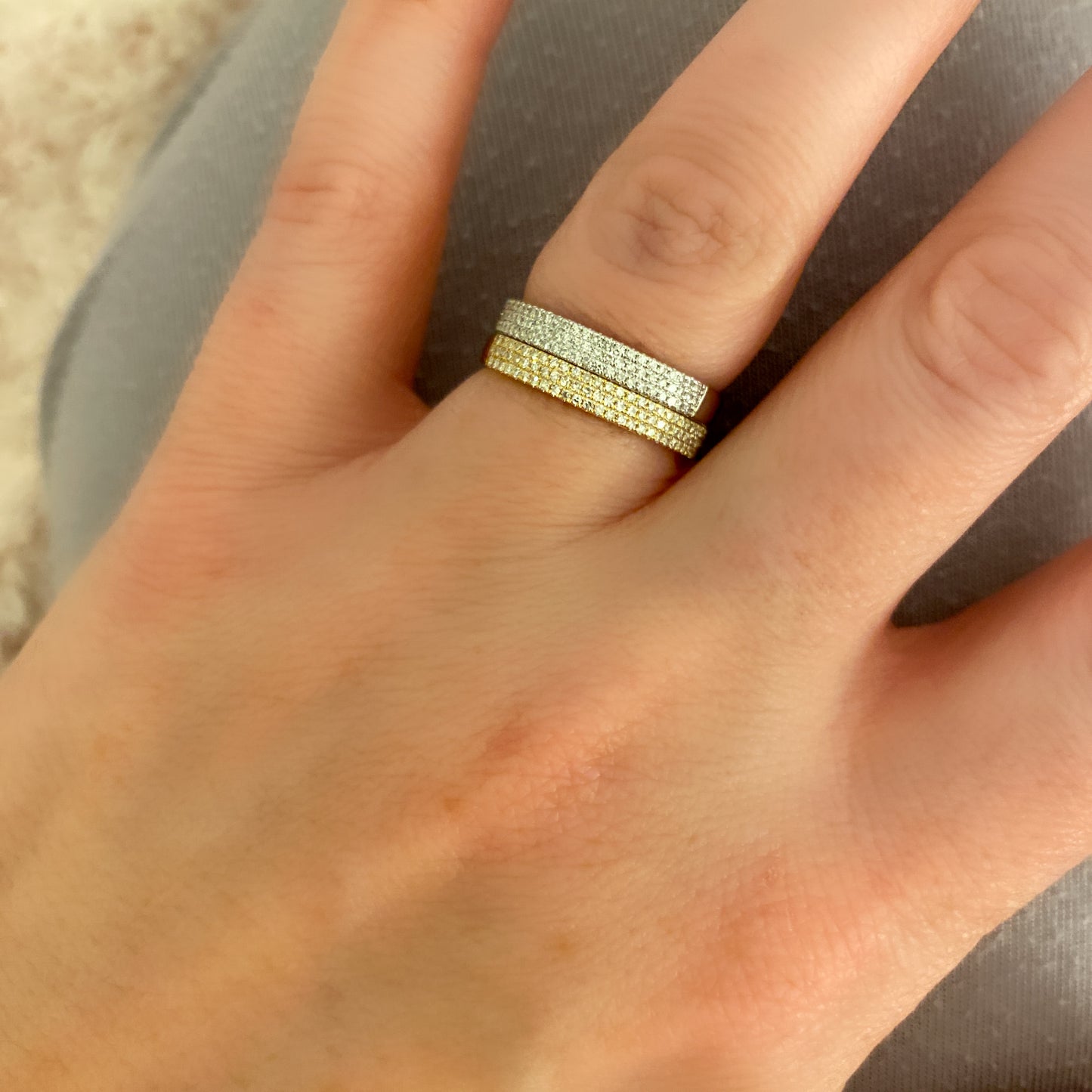 Three Row Half Way Diamond Band 2