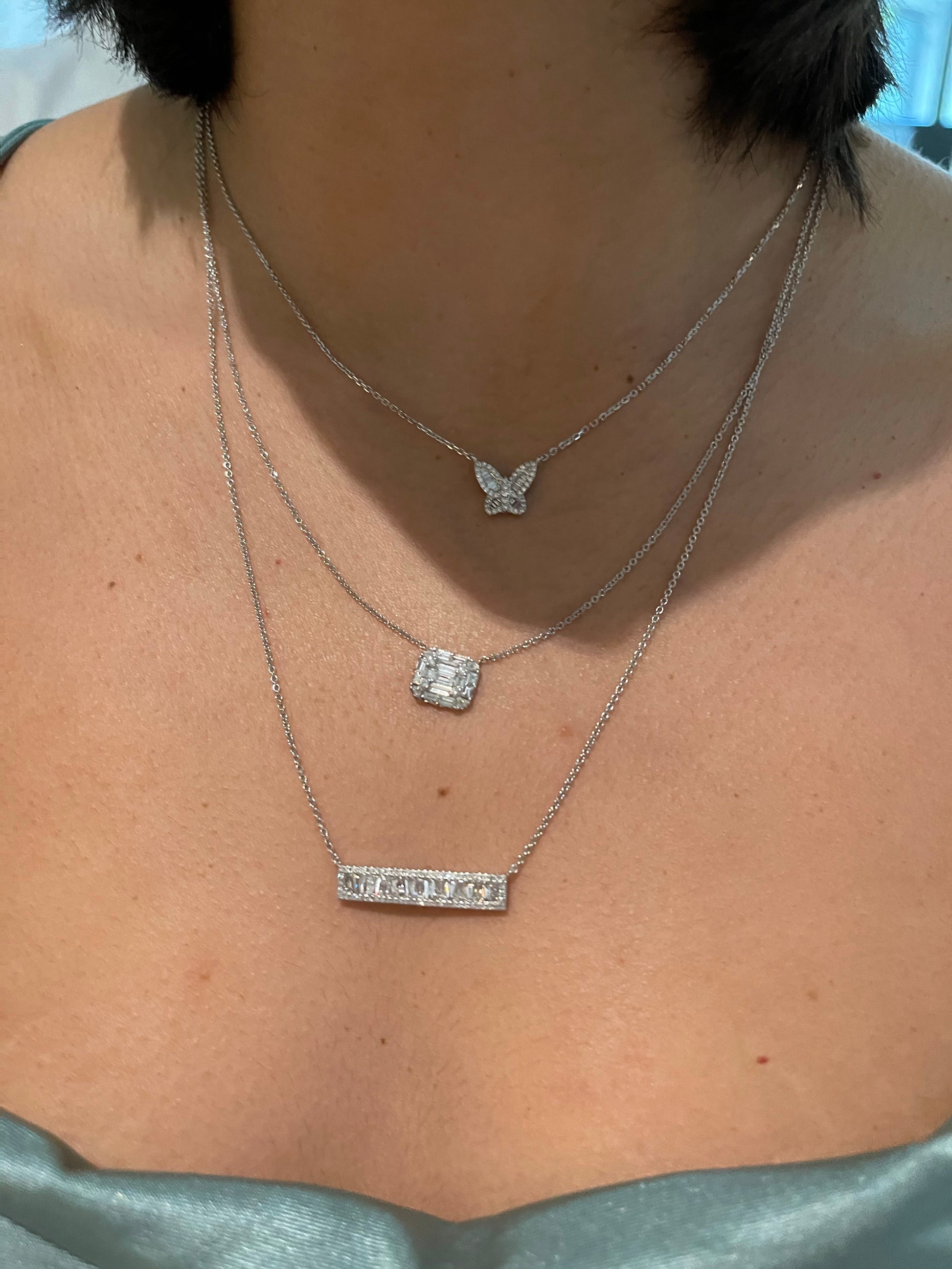 Round and Baguette Diamond Pendant 6