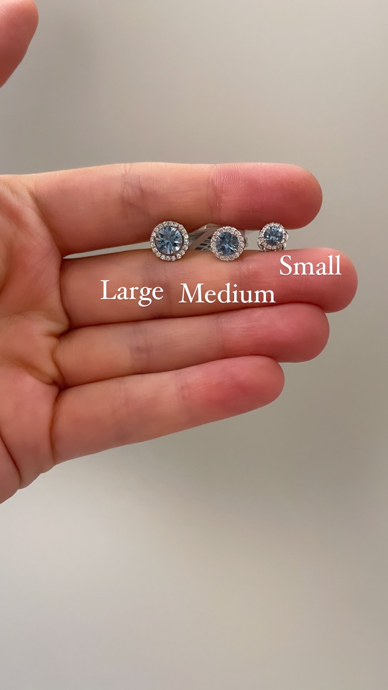 Aquamarine and Diamond Halo Studs in Small - Sizes