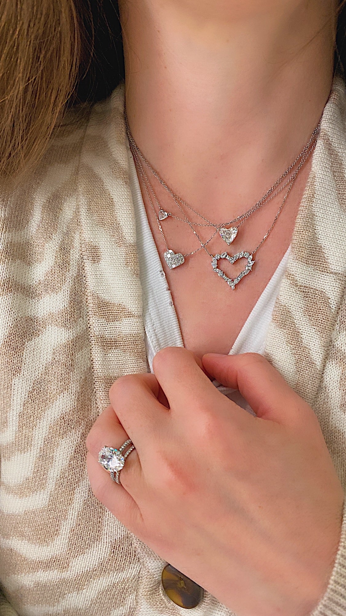 Large Mixed Cut Diamond Heart Pendant 2