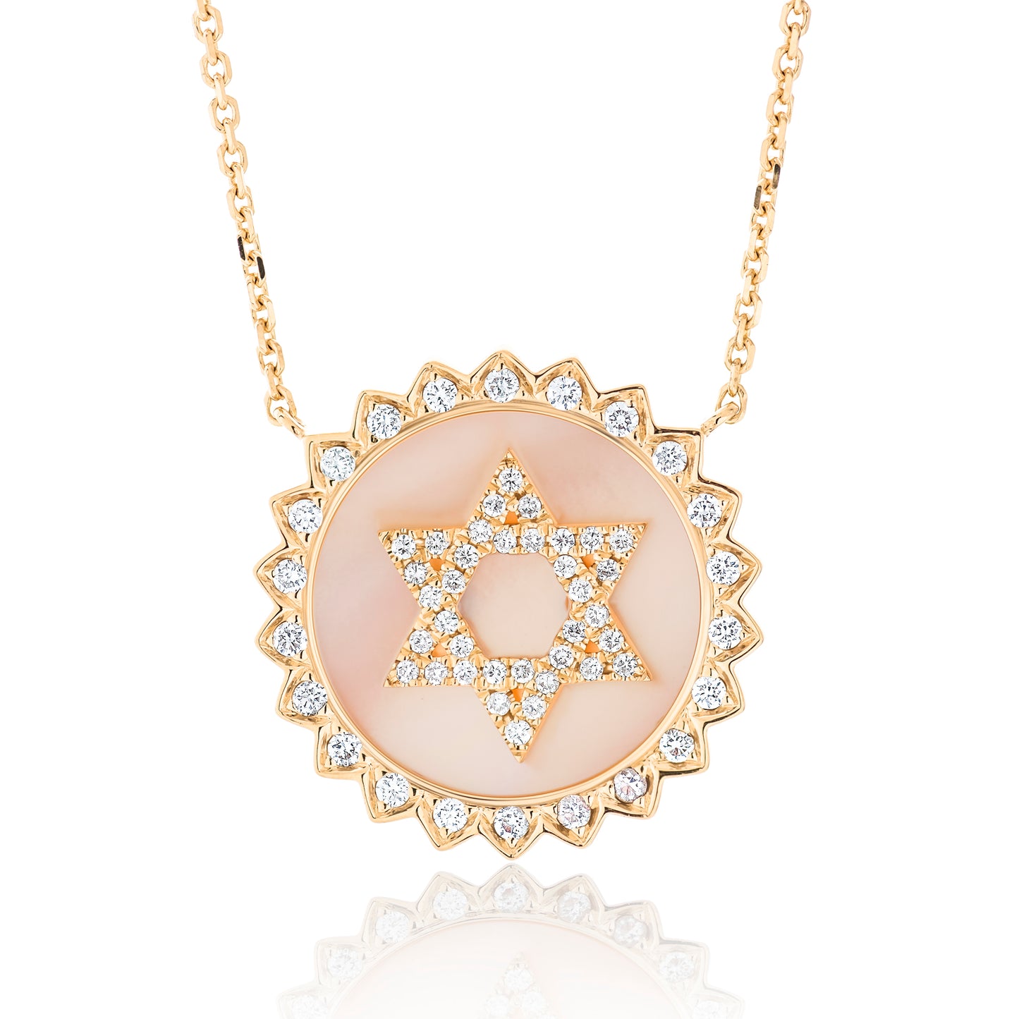 Medium Mother Of Pearl All Diamond Sun Pendant Two