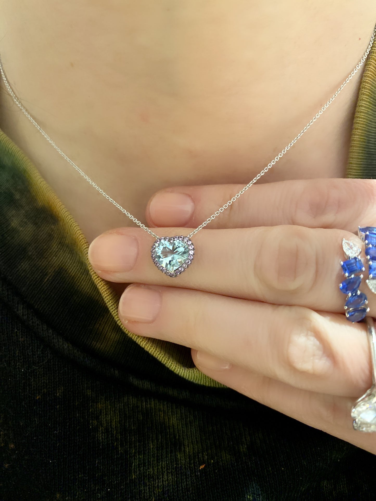 Purple Sapphire and Aquamarine Heart 4