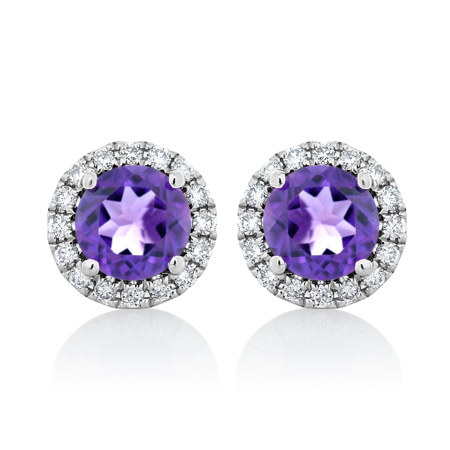 Amethyst and Diamond Stud Earrings