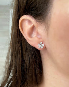 Small Diamond Flower Earrings
