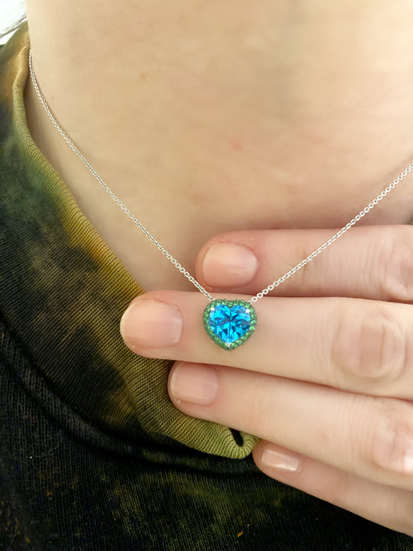 Tsavorite and Swiss Blue Topaz Pendant 3