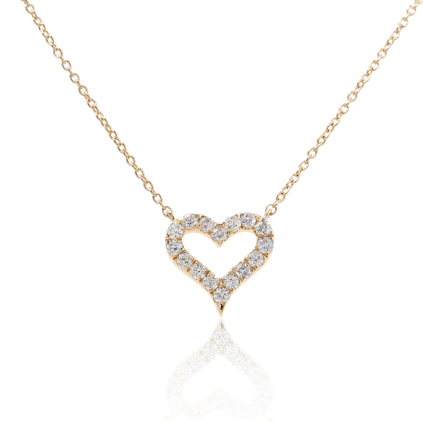 Petite Open Diamond Heart Pendant - Yellow