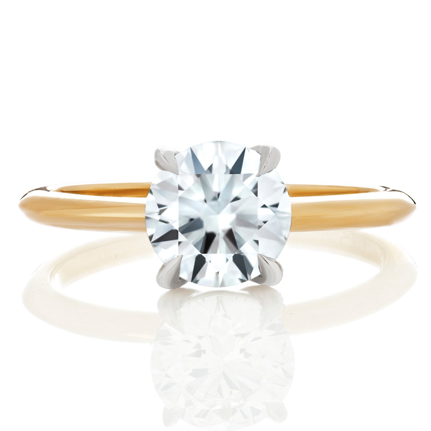 Two Tone Round Diamond Solitaire Engagement Ring