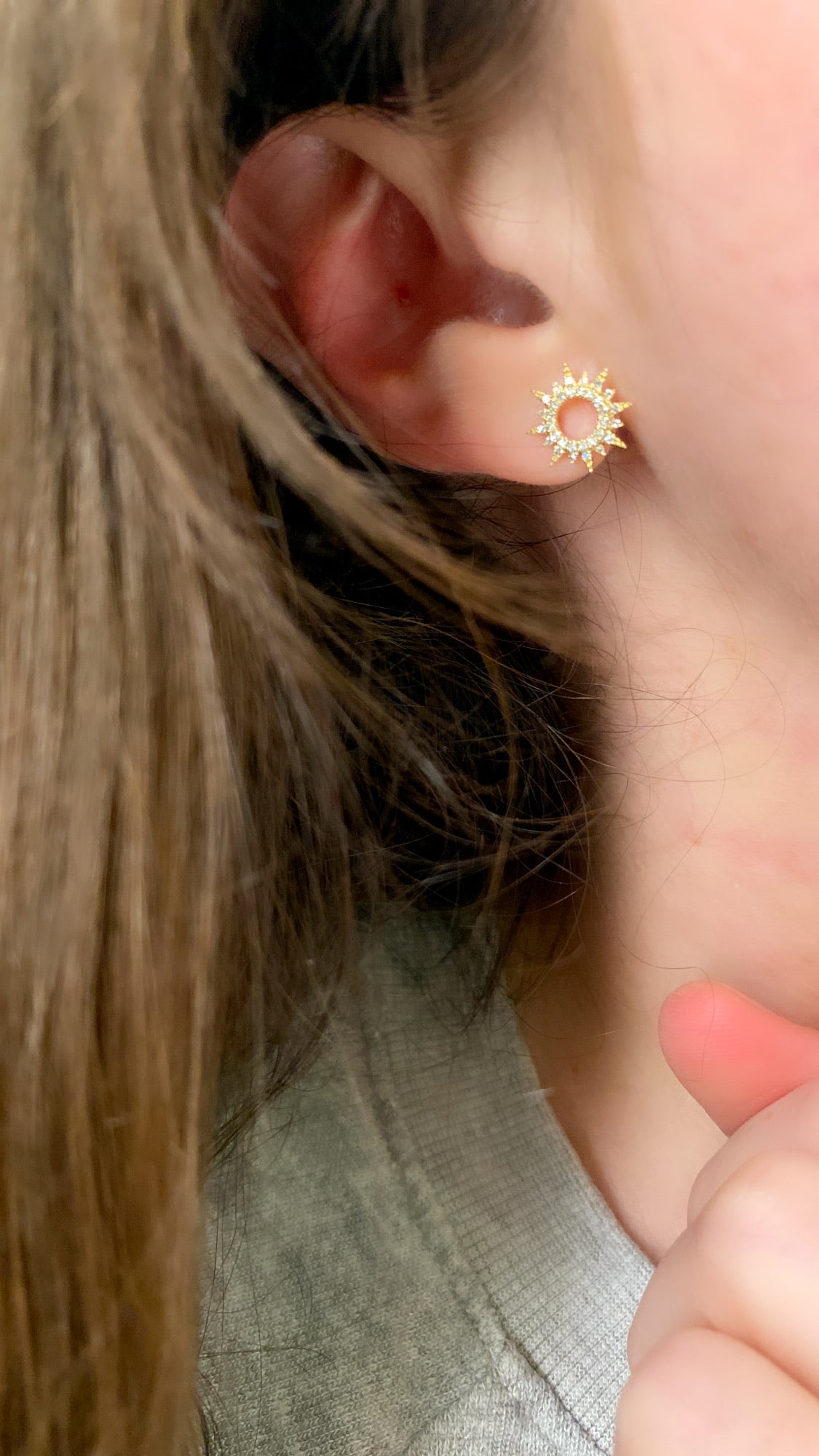 Petite Diamond Sun Earrings 2