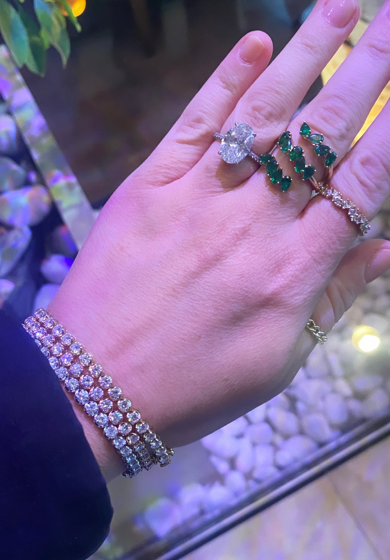 Green Emerald Mixed Cut Coil Ring 6