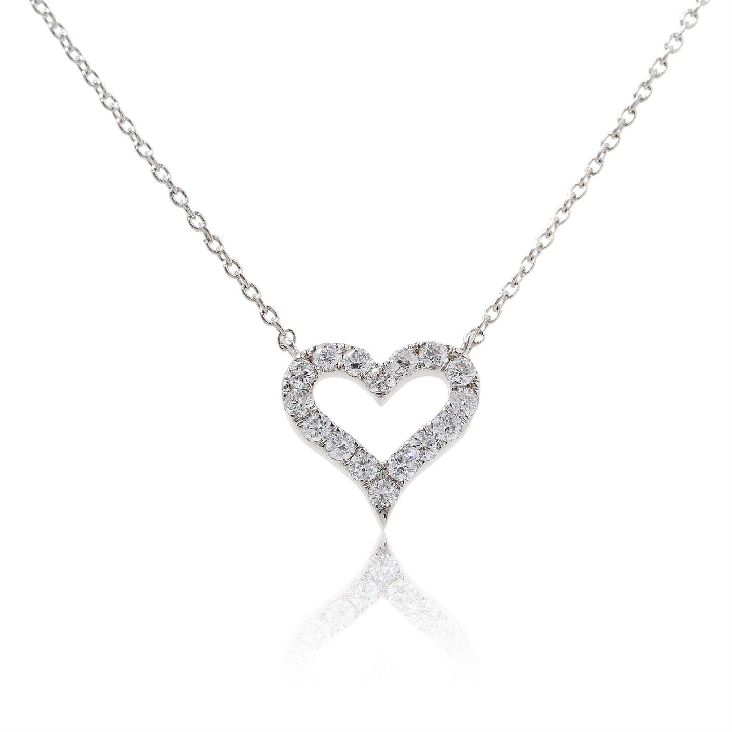 Petite Open Diamond Heart Pendant