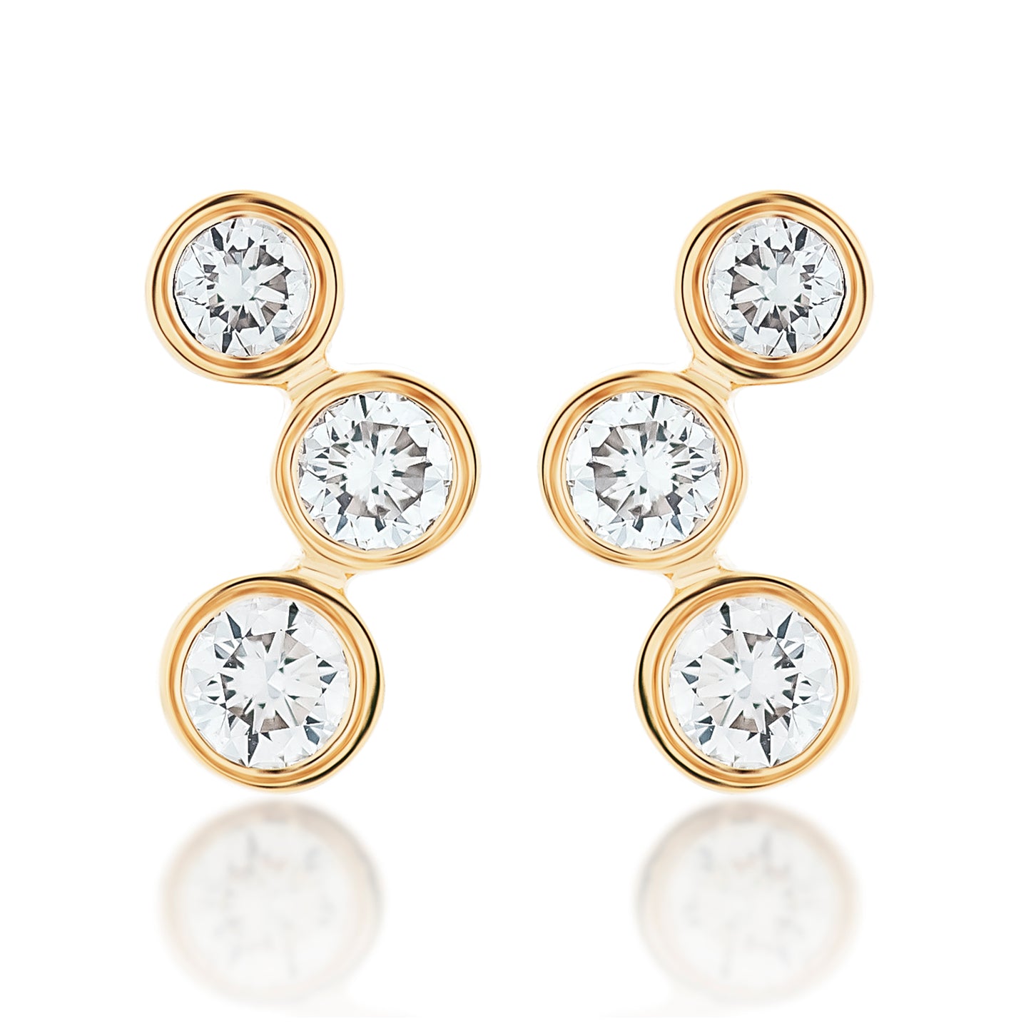 Bezel Set Trio Diamond Earrings - Yellow