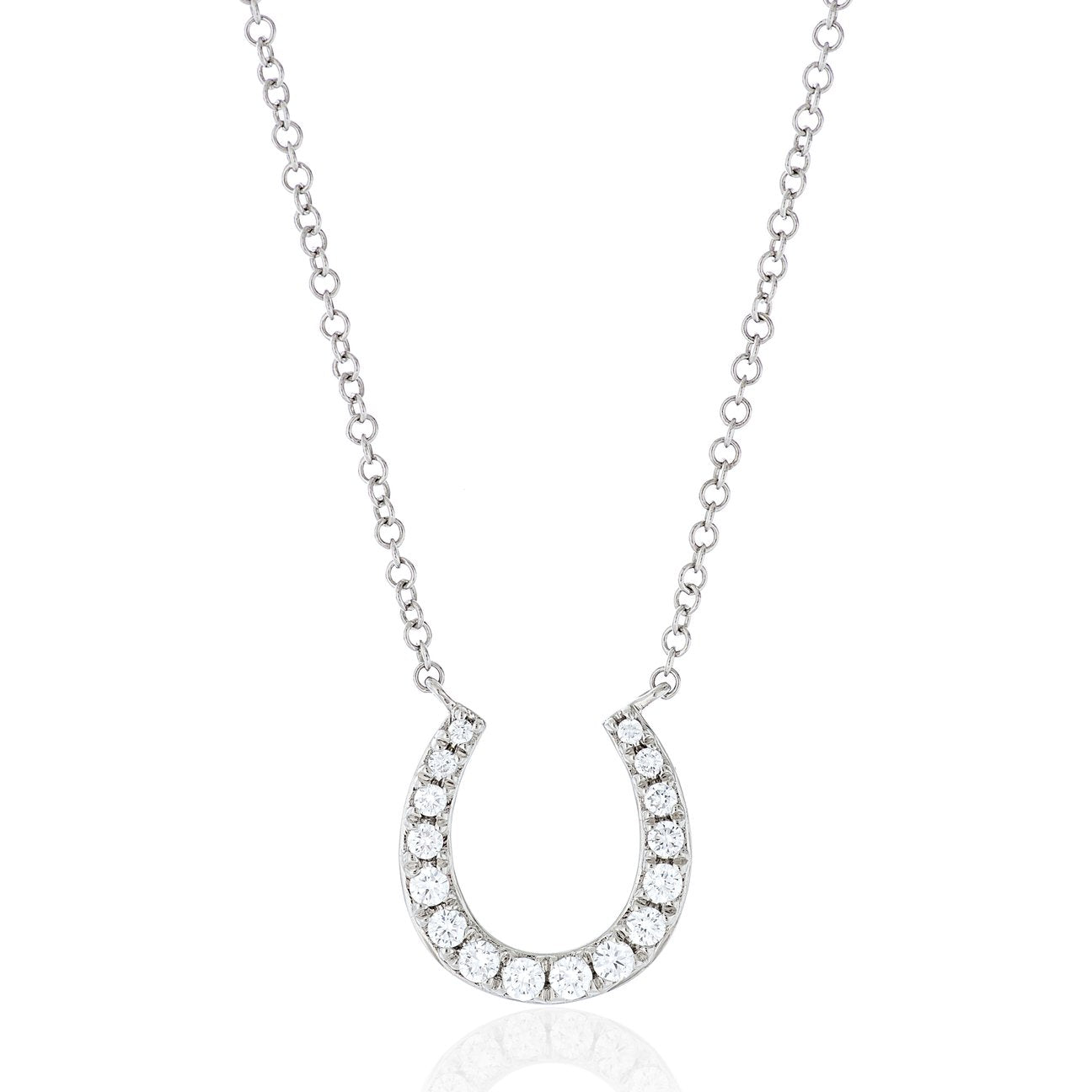 Diamond Horseshoe Pendant - White