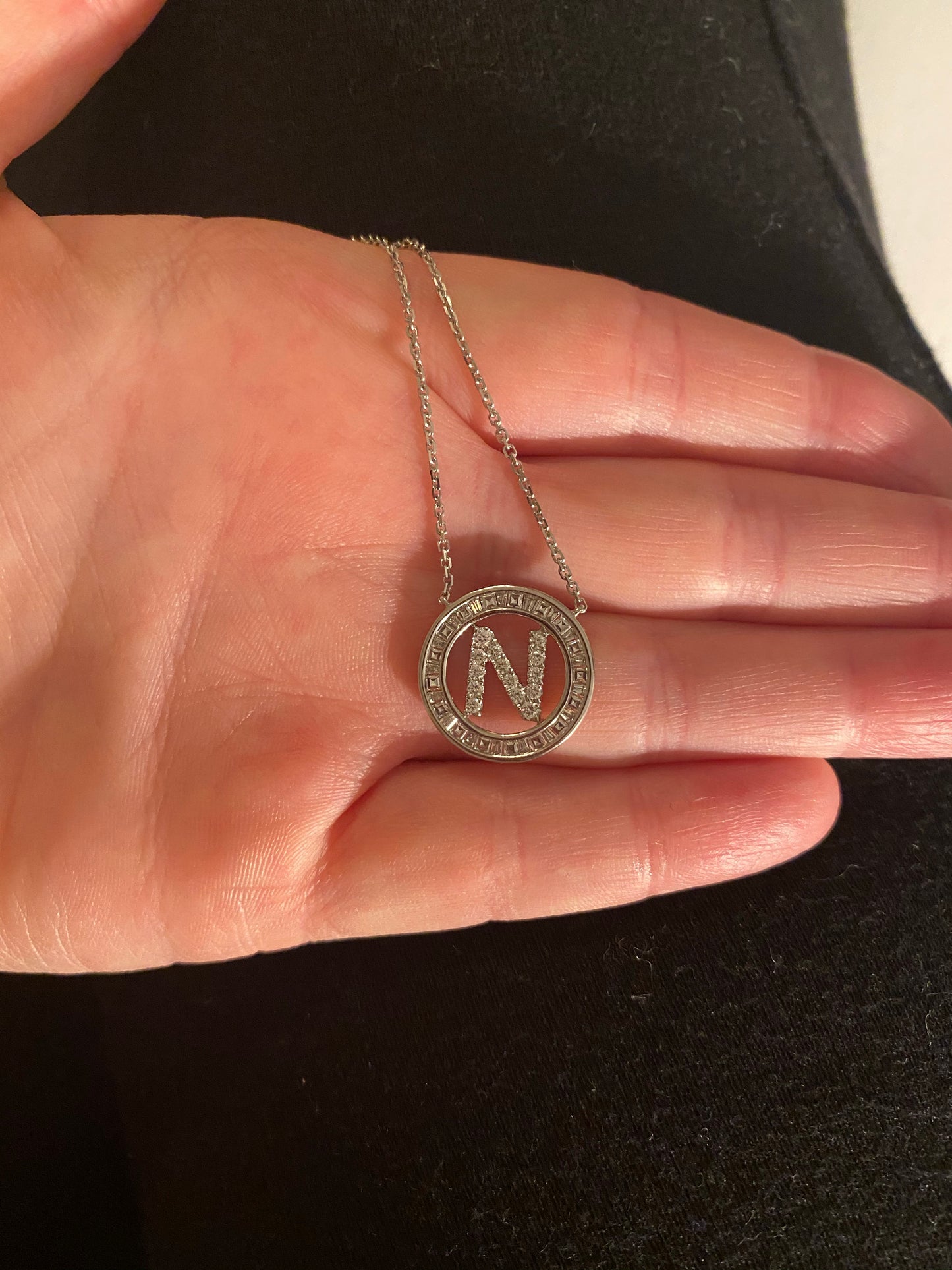 Round Shape Diamond Initial Pendant 4