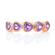 Load image into Gallery viewer, Pink Sapphire Bezel Set Heart Shape Band