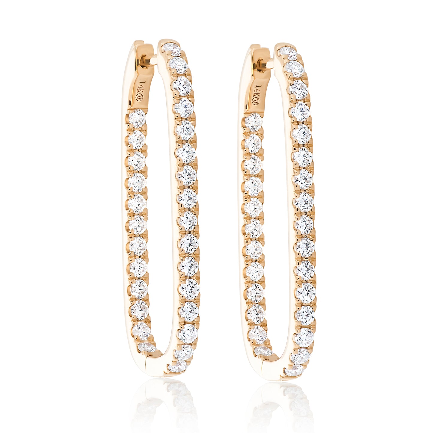 Rectangular Diamond Hoop Earrings