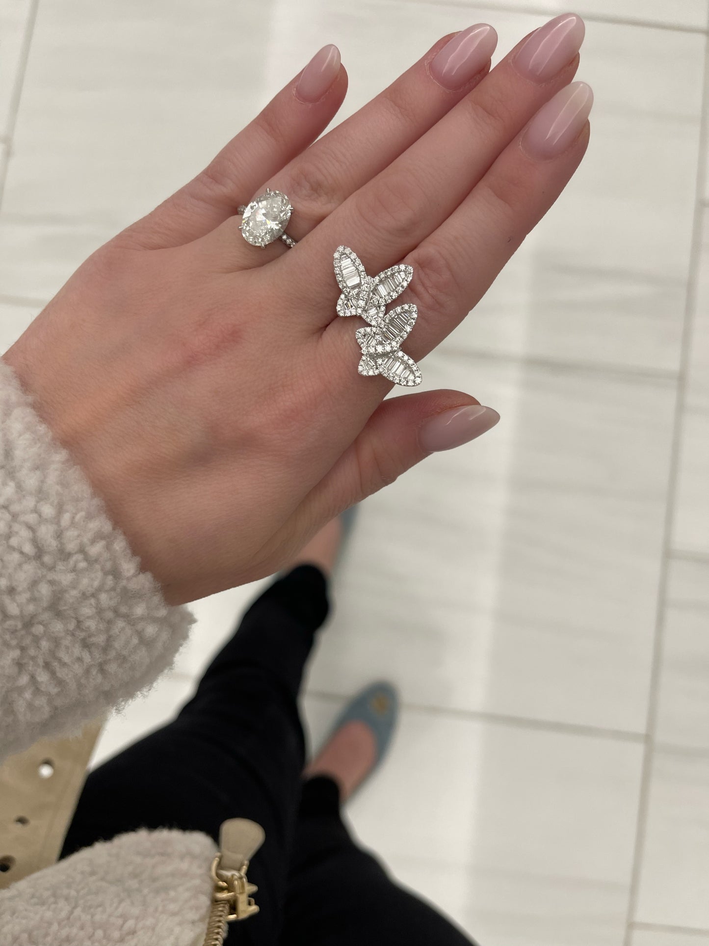 Two Large Butterfly Diamond Ring