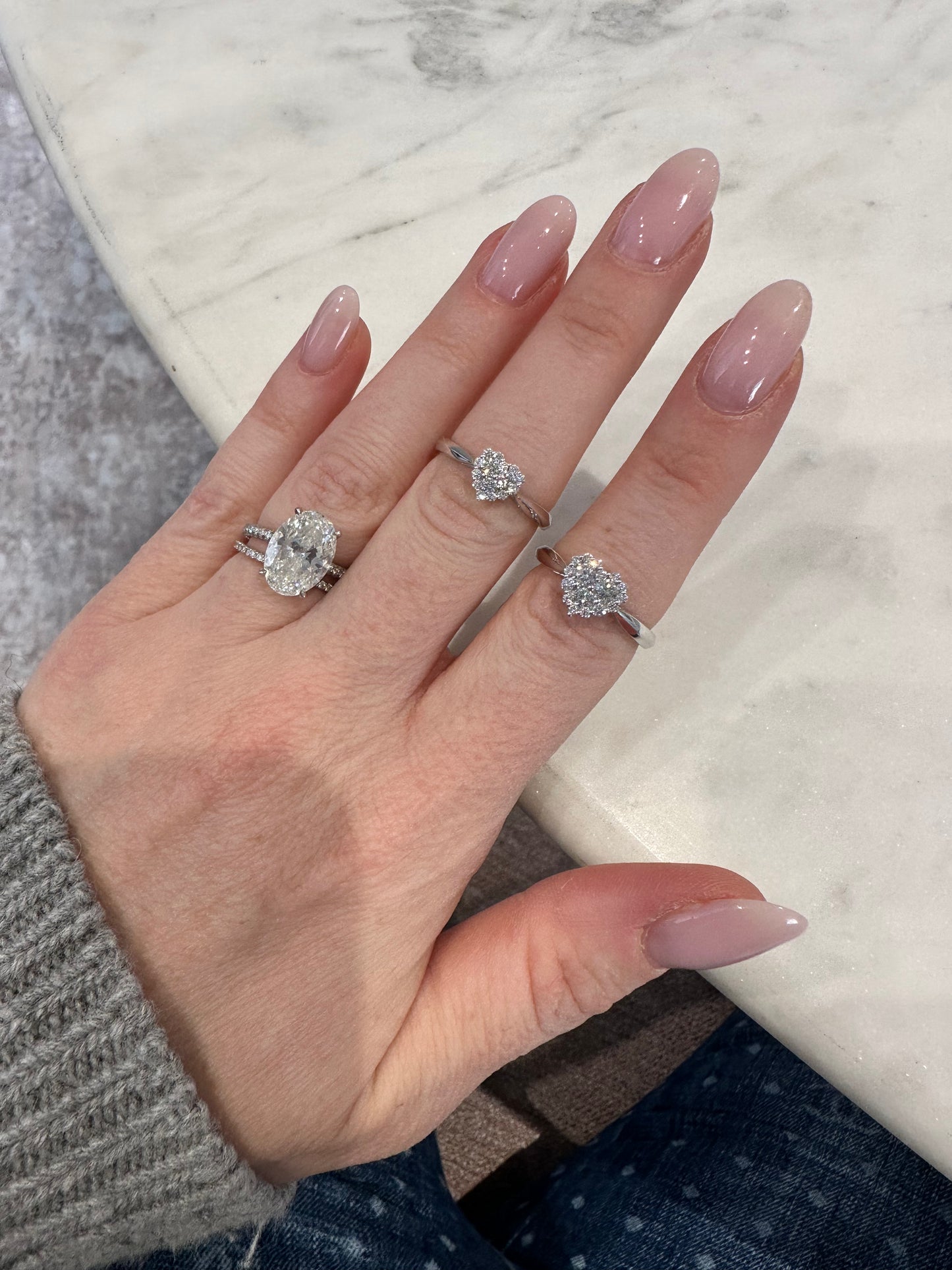 Small Cluster Of Love Diamond Heart Ring - Three